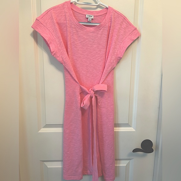 J. Crew Factory Women's Knit Tie Waist Mini Dress in Tulip Pink - Picture 5 of 7